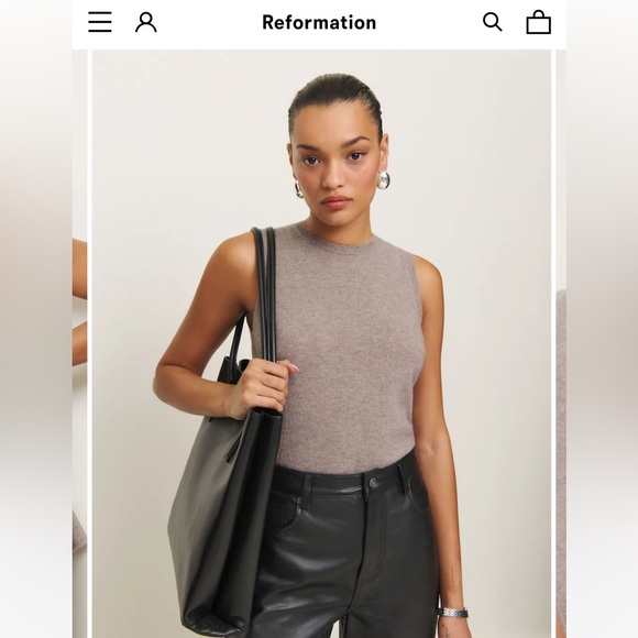 Reformation Elena Cashmere Scarf Tank XS  (Color - Toast) - Picture 5 of 11